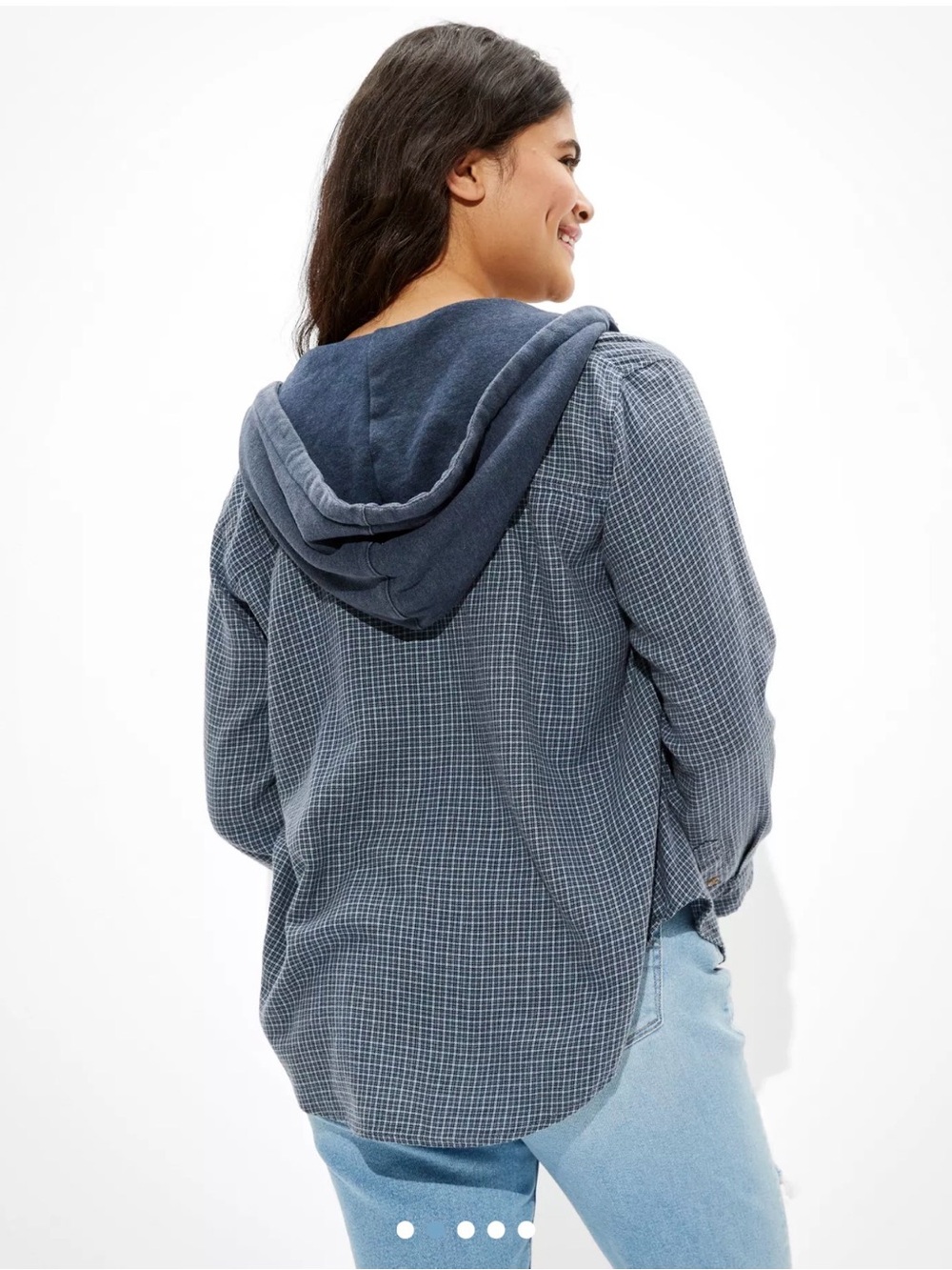 AE Oversized Hooded Plaid Flannel Shirt